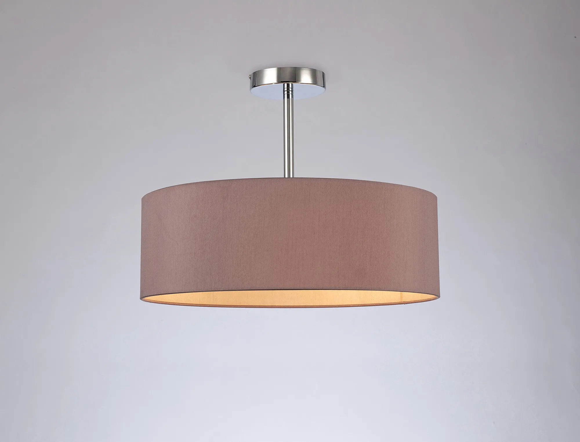 Baymont 45cm Semi Flush 3 Light Polished Chrome, Taupe/Halo Gold DK0682  Deco Baymont CH TA